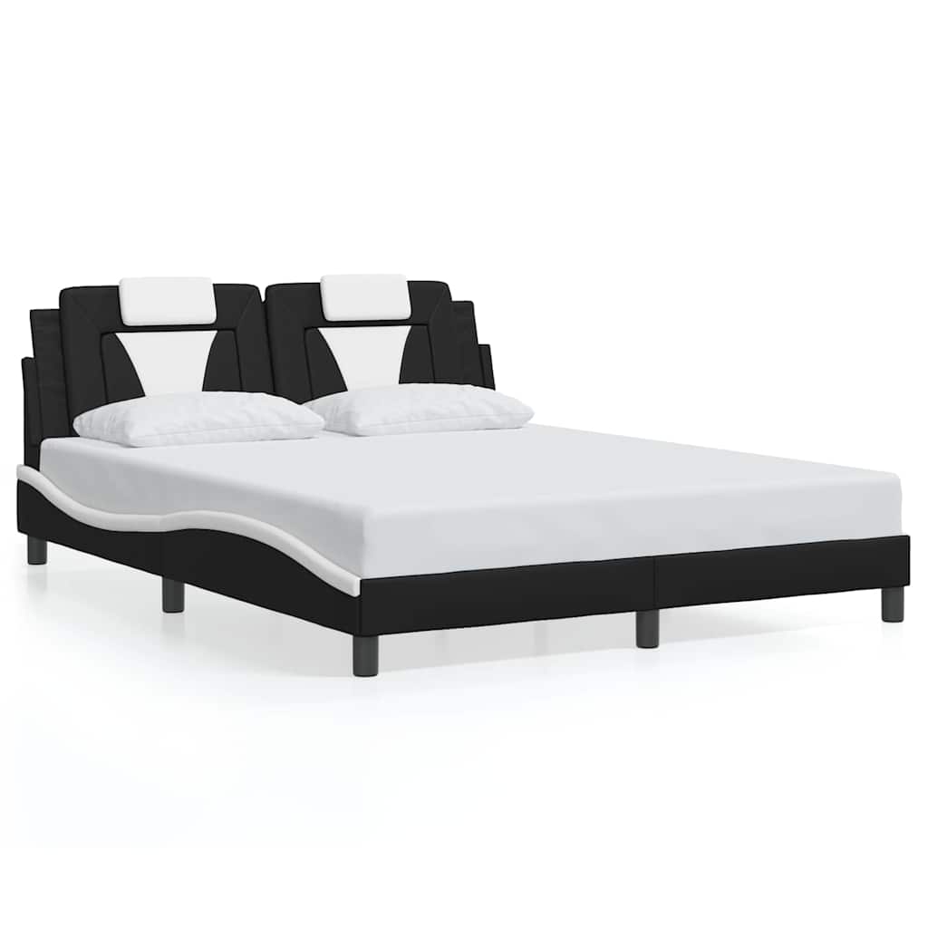 Bed Frame "Viana" without Mattress Black and White 160x200 cm Faux Leather