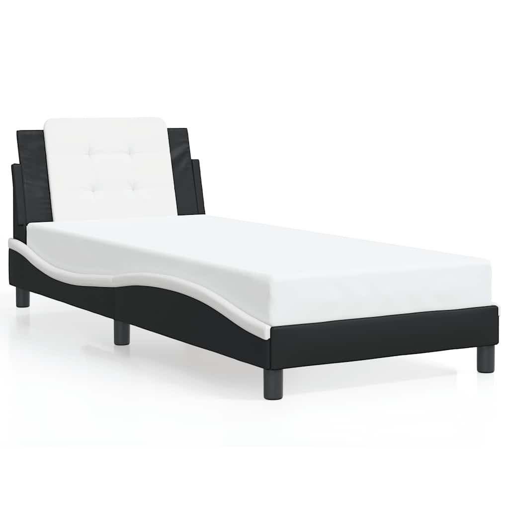 Bed Frame without Mattress "Zadar" Black and White 80x200 cm Faux Leather