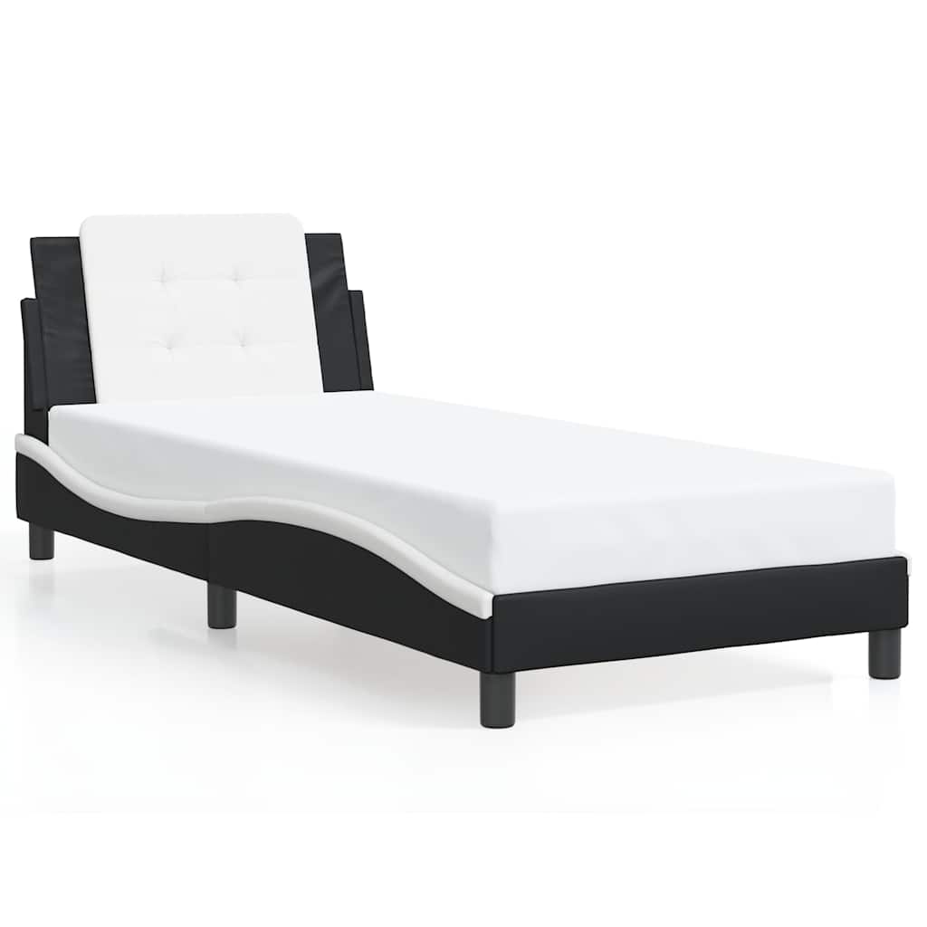 Bed Frame without Mattress "Zadar" Black and White 90x200 cm Faux Leather