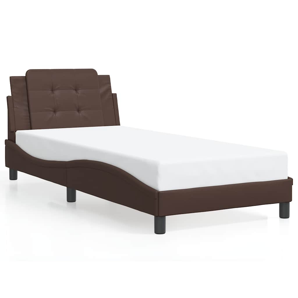 Bed Frame without Mattress "Zadar" Brown 100x200 cm Faux Leather