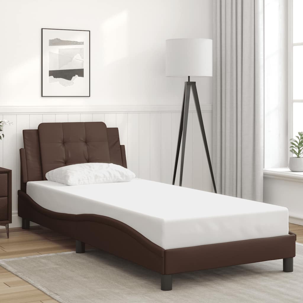 Bed Frame without Mattress "Zadar" Brown 100x200 cm Faux Leather
