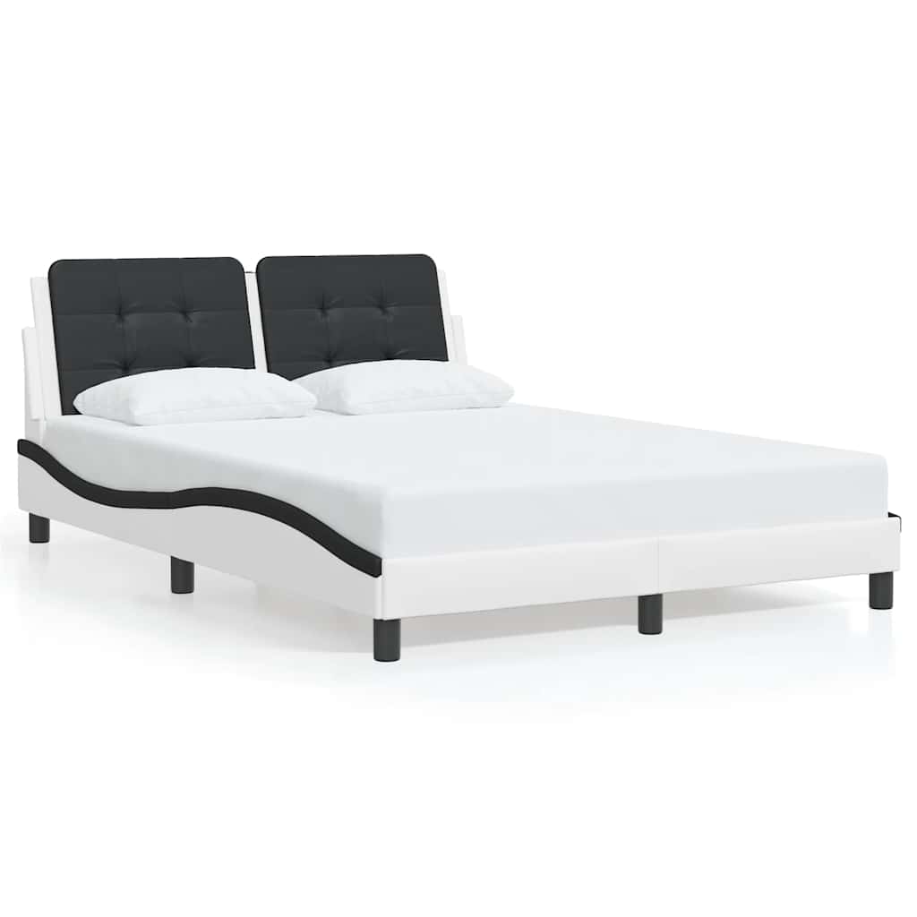 Bed Frame without Mattress "Zadar" White and Black 120x200 cm Faux Leather
