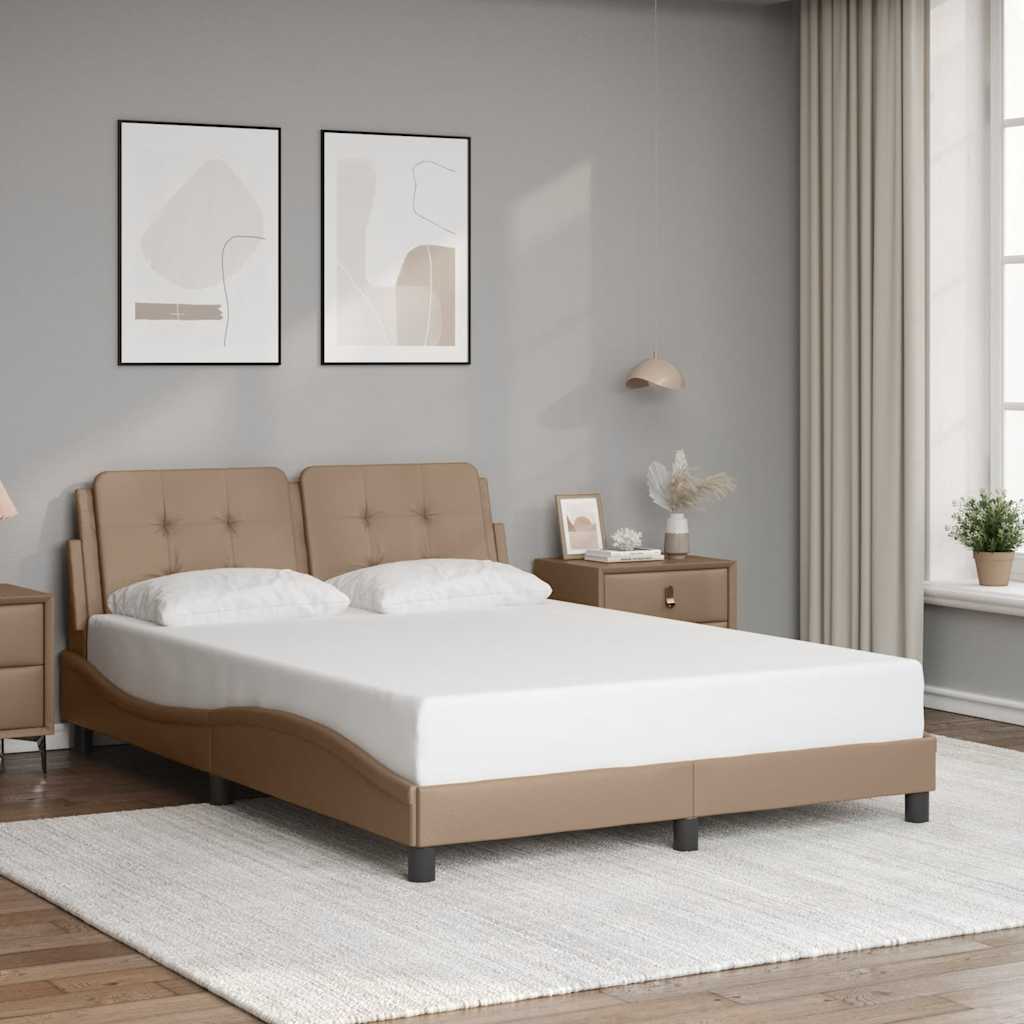 Bed Frame without Mattress "Zadar" Cappuccino 140x190 cm Faux Leather
