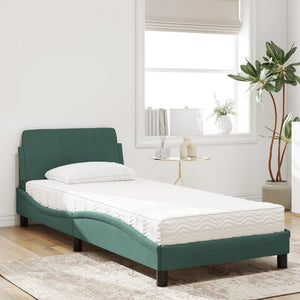 Bed with Mattress "Dover" Dark Green 80x200 cm Velvet
