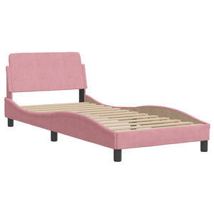 Bed with Mattress "Dover" Pink 80x200 cm Velvet