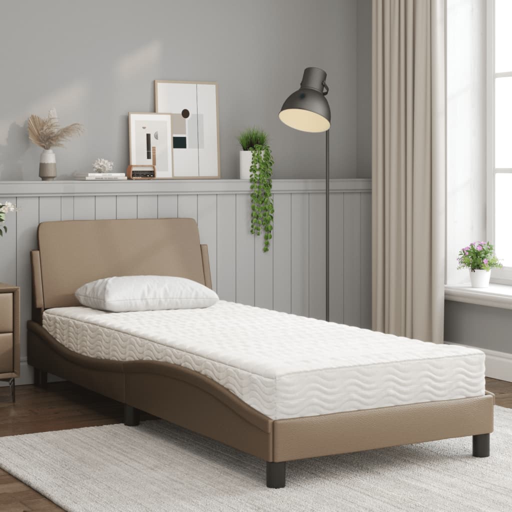 Bed with Mattress "Dover" Cappuccino 80x200 cm Faux Leather
