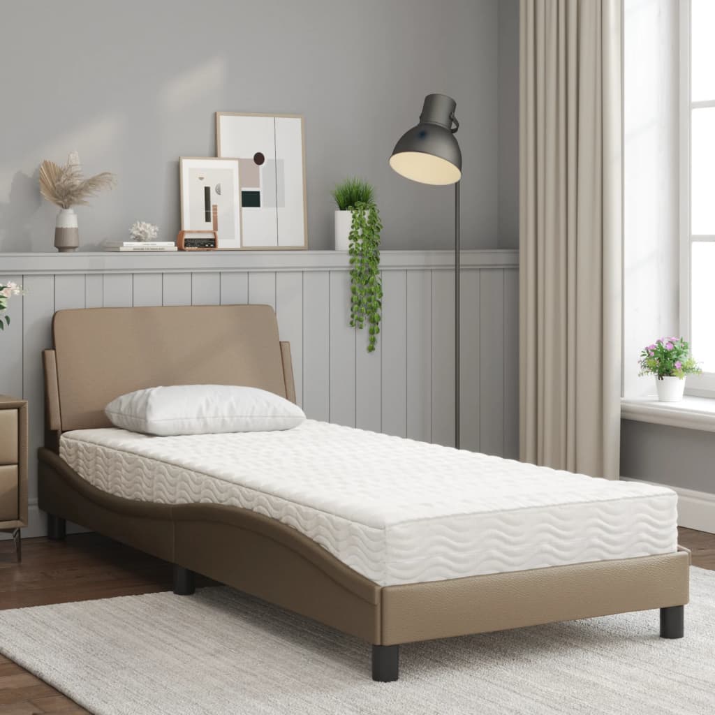 Bed with Mattress "Dover" Cappuccino 90x190 cm Faux Leather