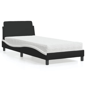 Bed with Mattress "Dover" Black and White 90x190 cm Faux Leather