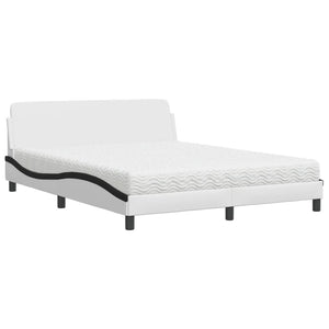 Bed with Mattress "Dover" White and Black 160x200 cm Faux Leather
