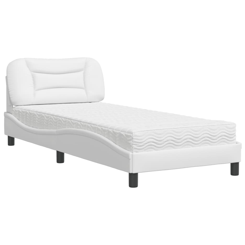 Bed with Mattress "Hvar" White 80x200 cm Faux Leather