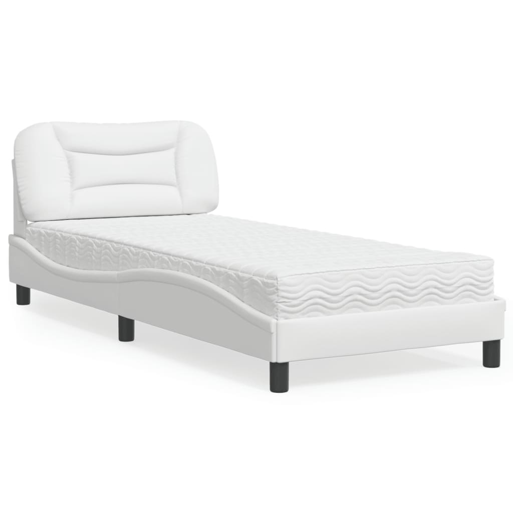 Bed with Mattress "Hvar" White 80x200 cm Faux Leather