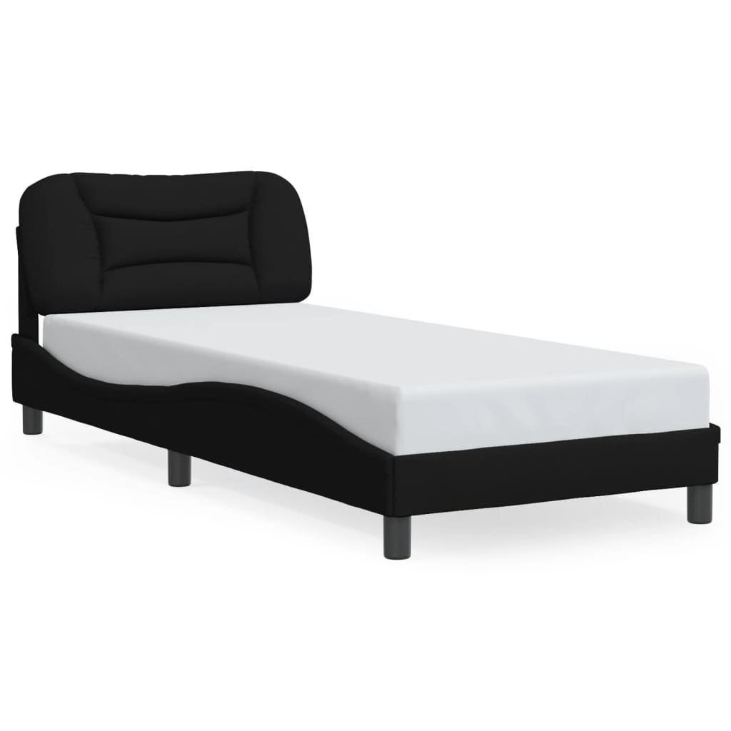 Bed Frame with LED without Mattress "Hvar" Black 90x200 cm Fabric