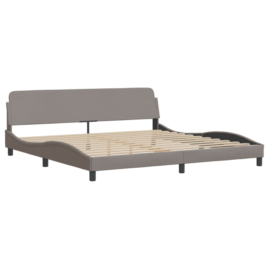 Bed Frame with LED without Mattress "Hvar" Taupe 200x200 cm Fabric