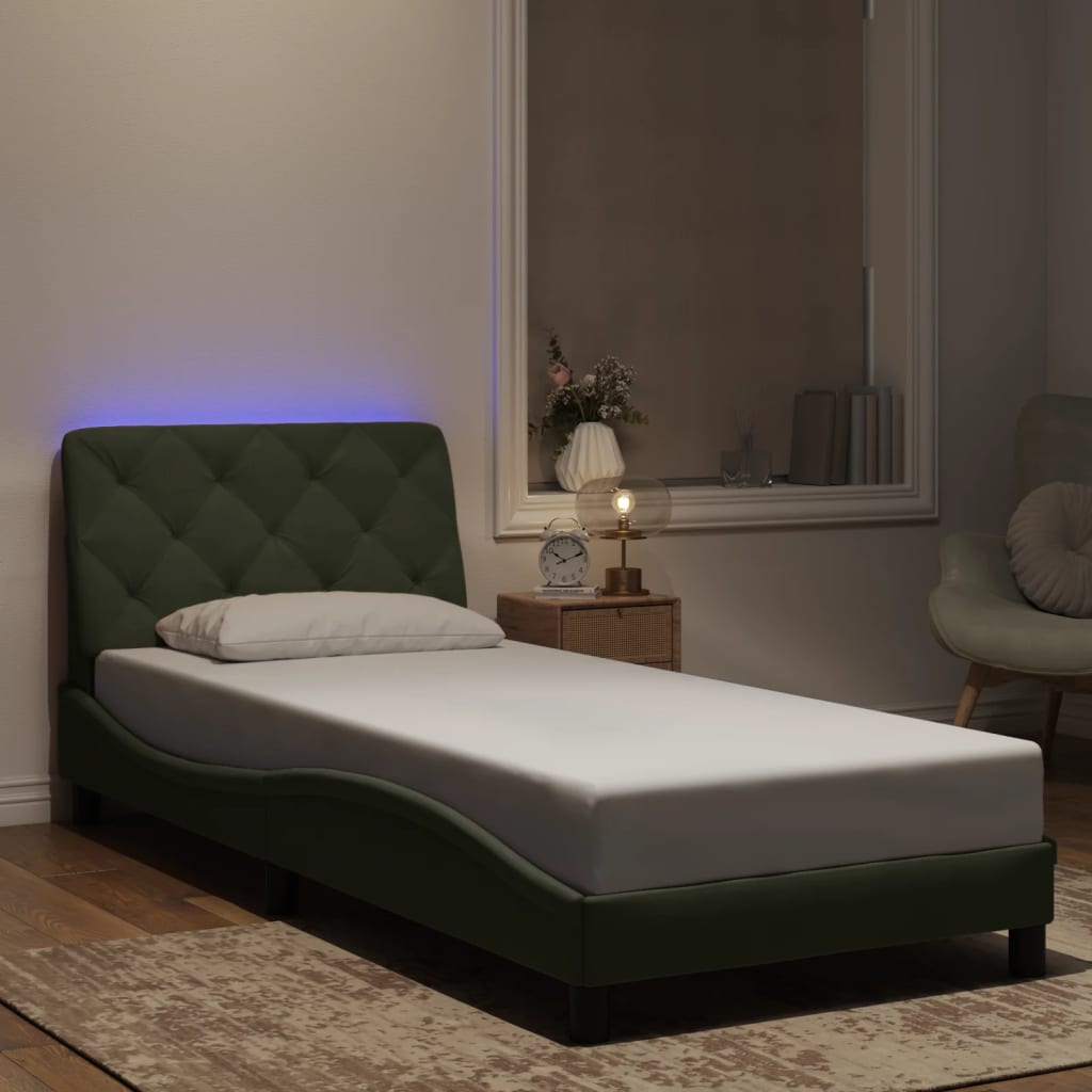 Bed Frame with LED without Mattress Light Grey 80x200 cm Velvet
