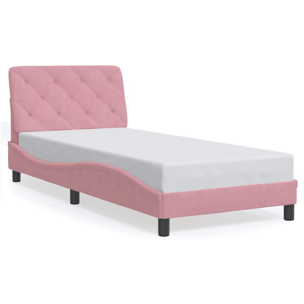 Bed Frame with LED without Mattress Pink 80x200 cm Velvet