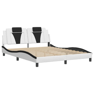 Bed Frame "Viana" with LED without Mattress White and Black 160x200 cm