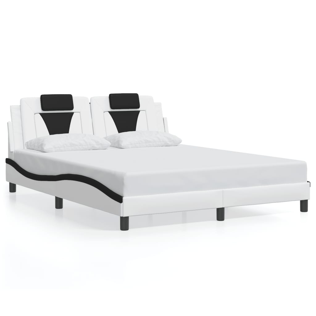 Bed Frame "Viana" with LED without Mattress White and Black 160x200 cm