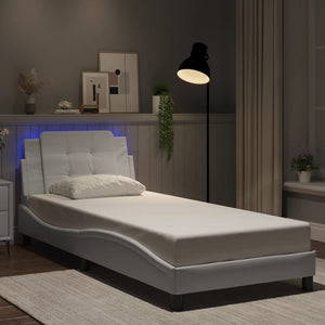 Bed Frame with LED without Mattress "Zadar" White 80x200 cm