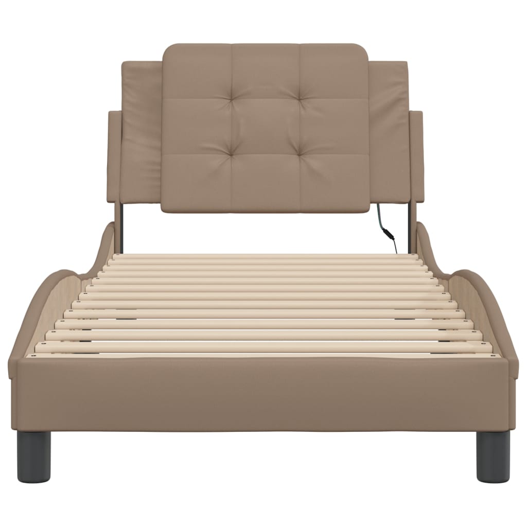 Bed Frame with LED without Mattress "Zadar" Cappuccino 80x200 cm
