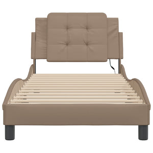 Bed Frame with LED without Mattress "Zadar" Cappuccino 80x200 cm