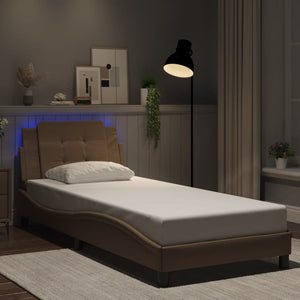 Bed Frame with LED without Mattress "Zadar" Cappuccino 90x190 cm