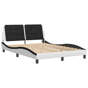 Bed Frame with LED without Mattress "Zadar" White and Black 120x200 cm