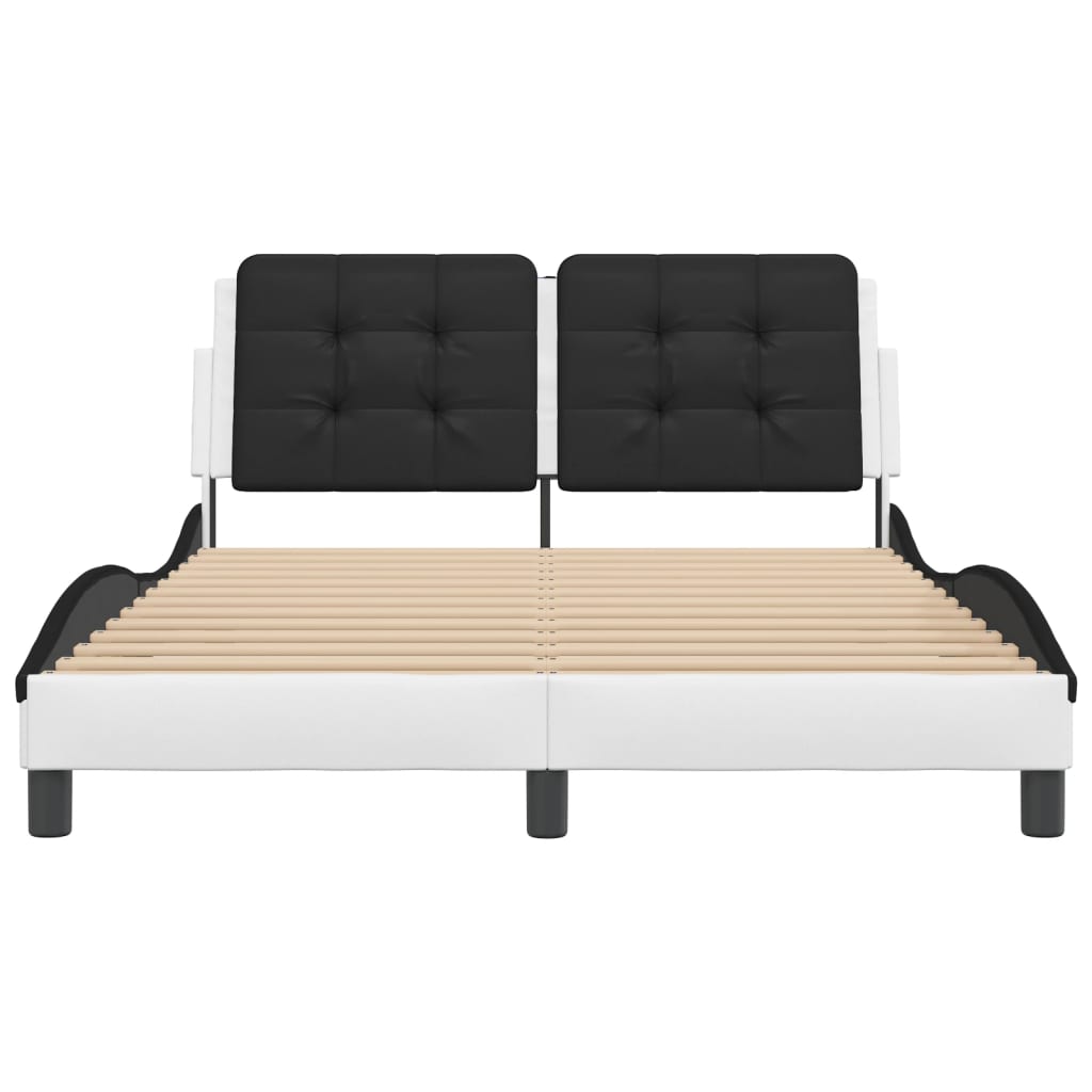 Bed Frame with LED without Mattress "Zadar" White and Black 120x200 cm