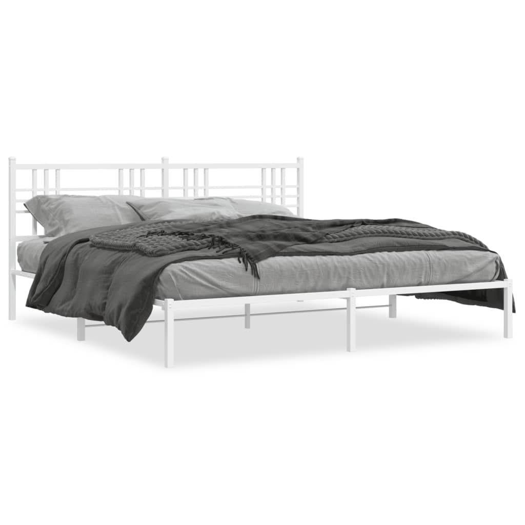 Sängram med huvudgavel metall vit 183x213 cm