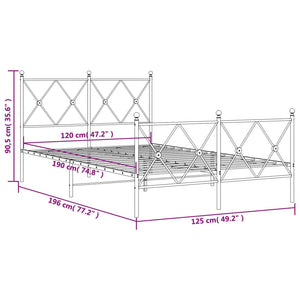 Sängram med huvudgavel och fotgavel svart metall 120x190 cm