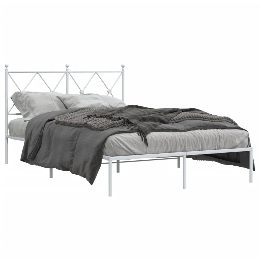 Sängram med huvudgavel metall vit 120x190 cm