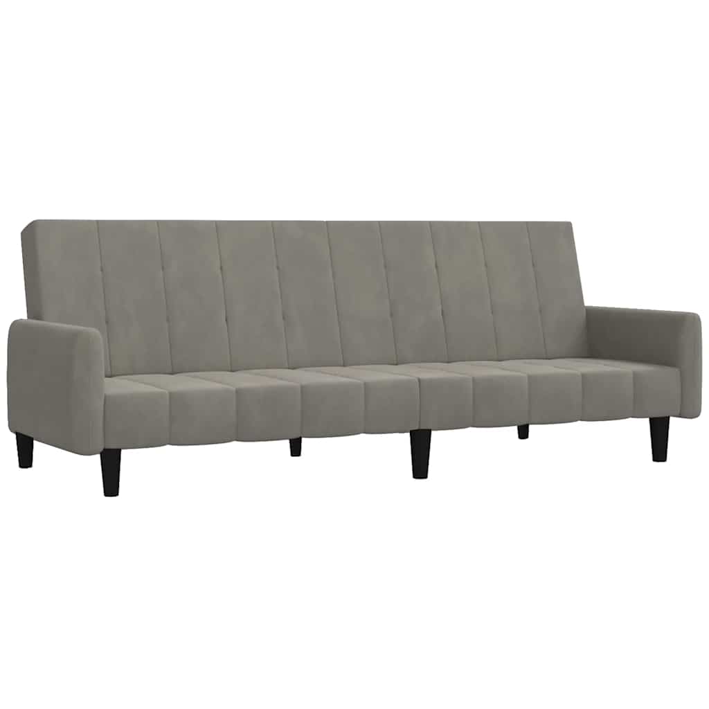 Bäddsoffa 2-sits ljusgrå sammet