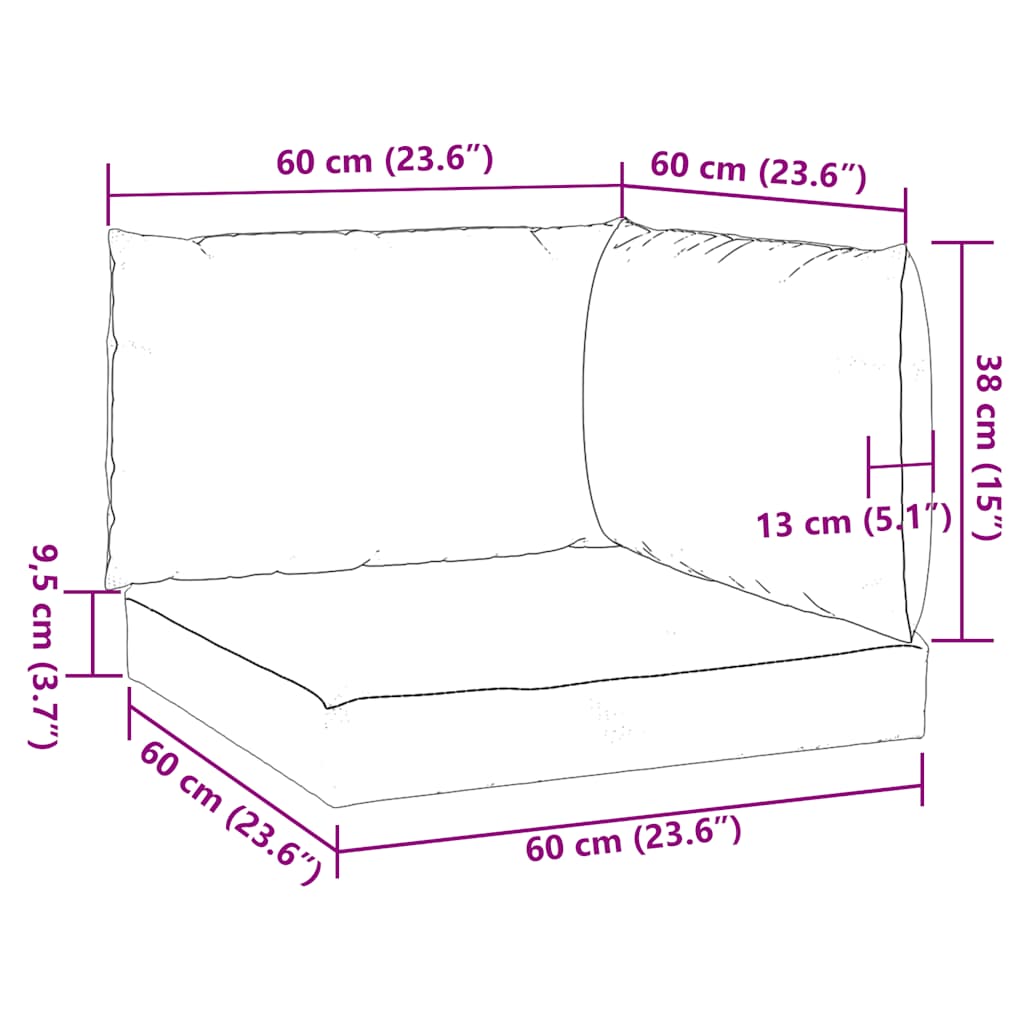 Dynor till pallsoffa 3 st bladmönster Oxford-tyg