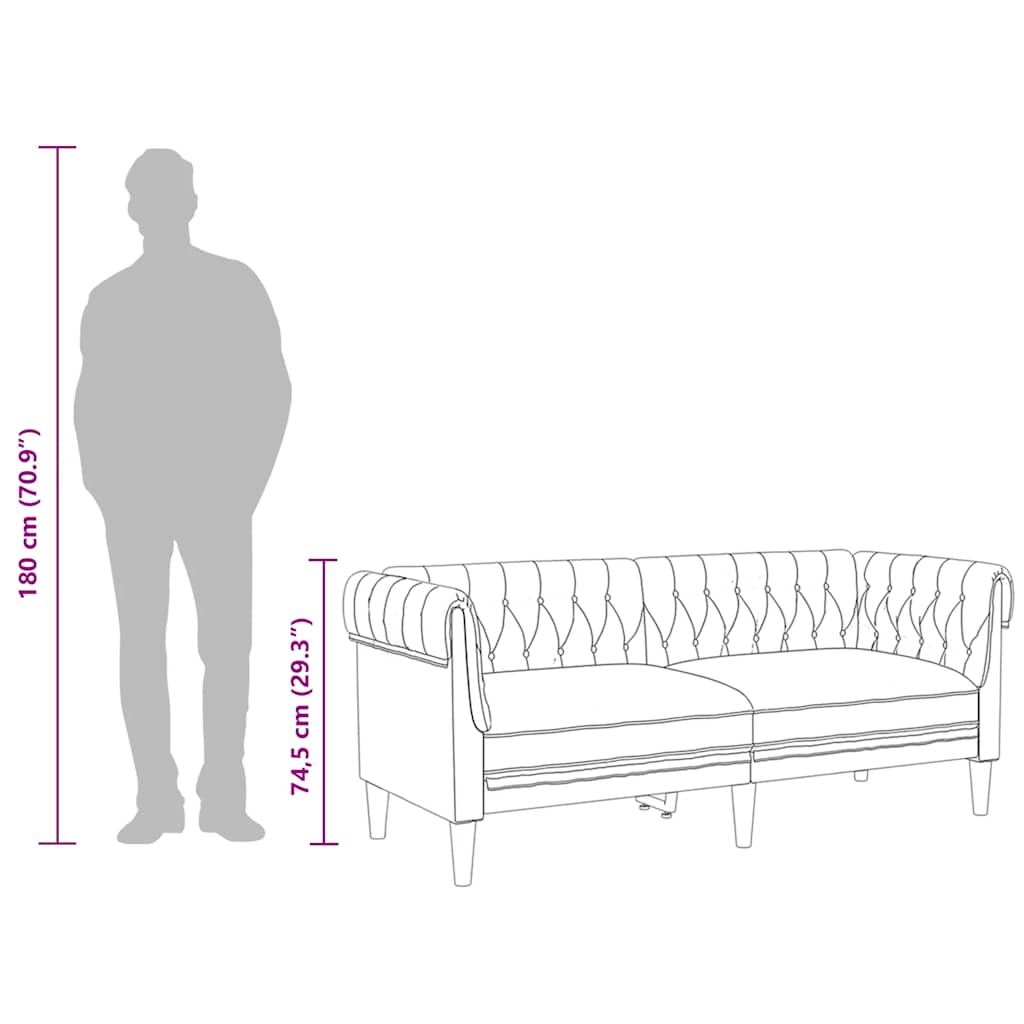 Chesterfieldsoffa 2-sits ljusgrå tyg