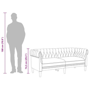 Chesterfieldsoffa 2-sits ljusgrå tyg