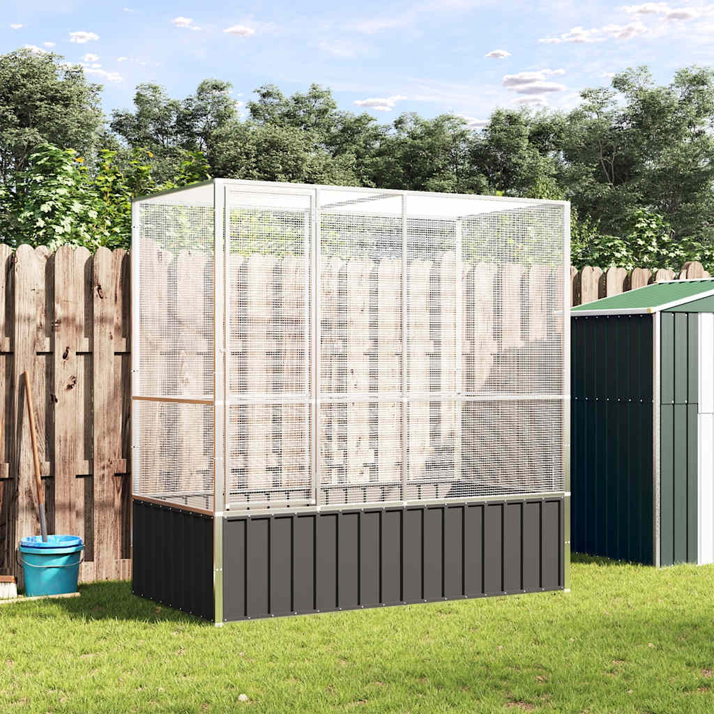 Voljär silver 210,5x107x212 cm stål