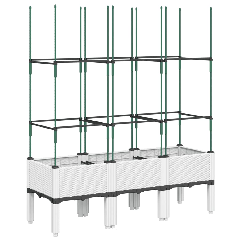 Odlingslåda med spaljé vit 120x40x142,5 cm PP