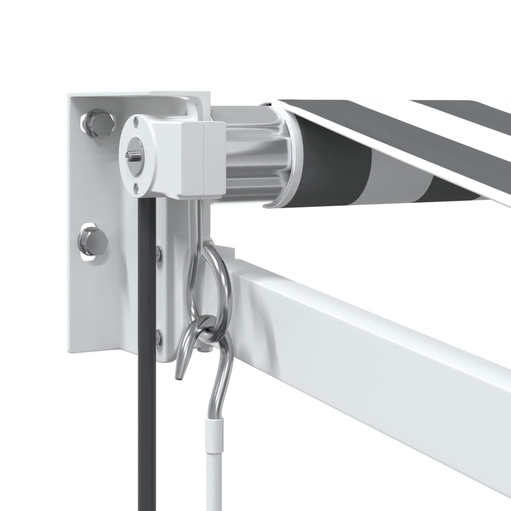 Markis infällbar antracit och vit 3,5x2,5 m tyg&aluminium