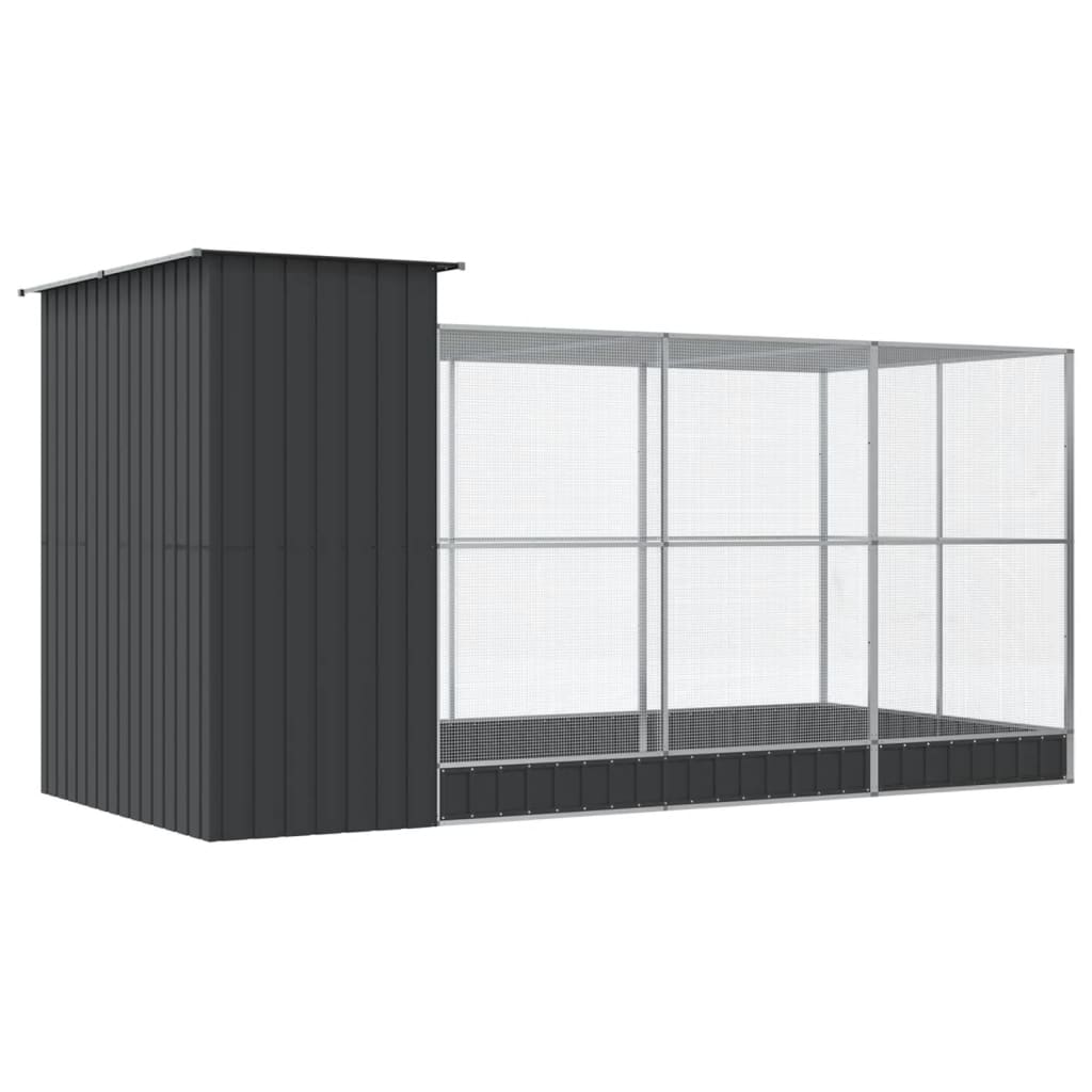 Voljär med förlängning silver 416x203x216 cm stål