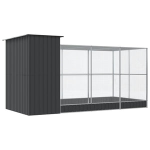 Voljär med förlängning silver 416x203x216 cm stål