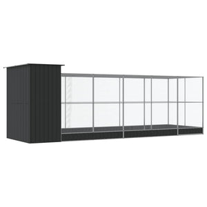 Voljär med utbyggnad silver 623x203x216 cm stål