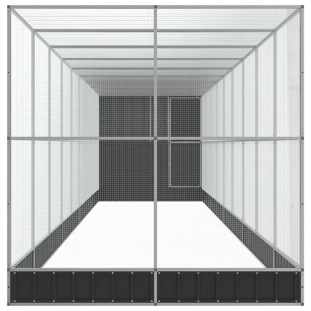 Voljär med utbyggnad silver 1037x203x216 cm stål
