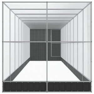 Voljär med utbyggnad silver 1037x203x216 cm stål