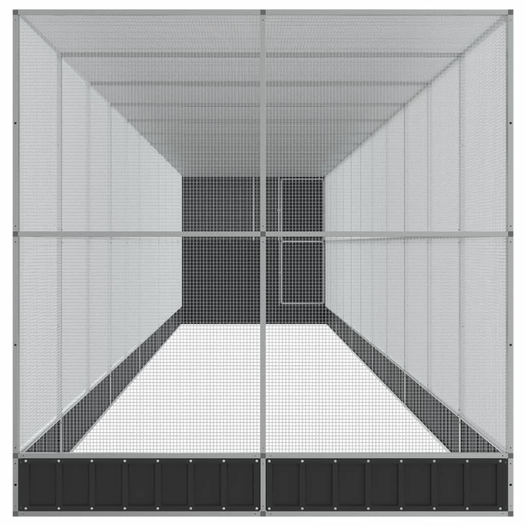 Voljär med utbyggnad silver 1244x203x216 cm stål