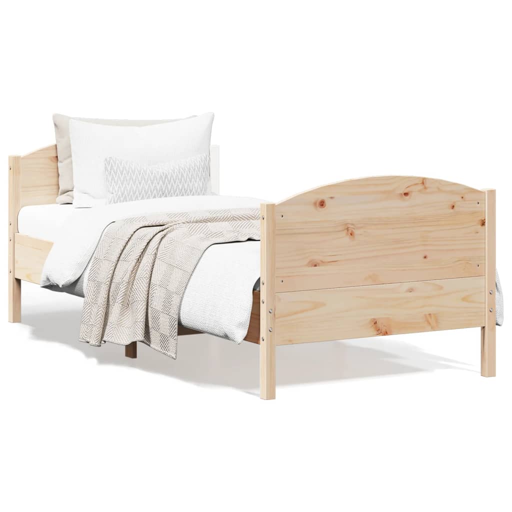 Sängram utan madrass 75x190 cm massiv furu