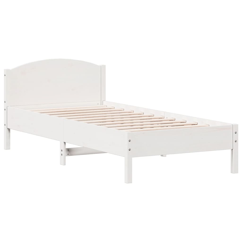 Sängram utan madrass vit 90x200 cm massiv furu