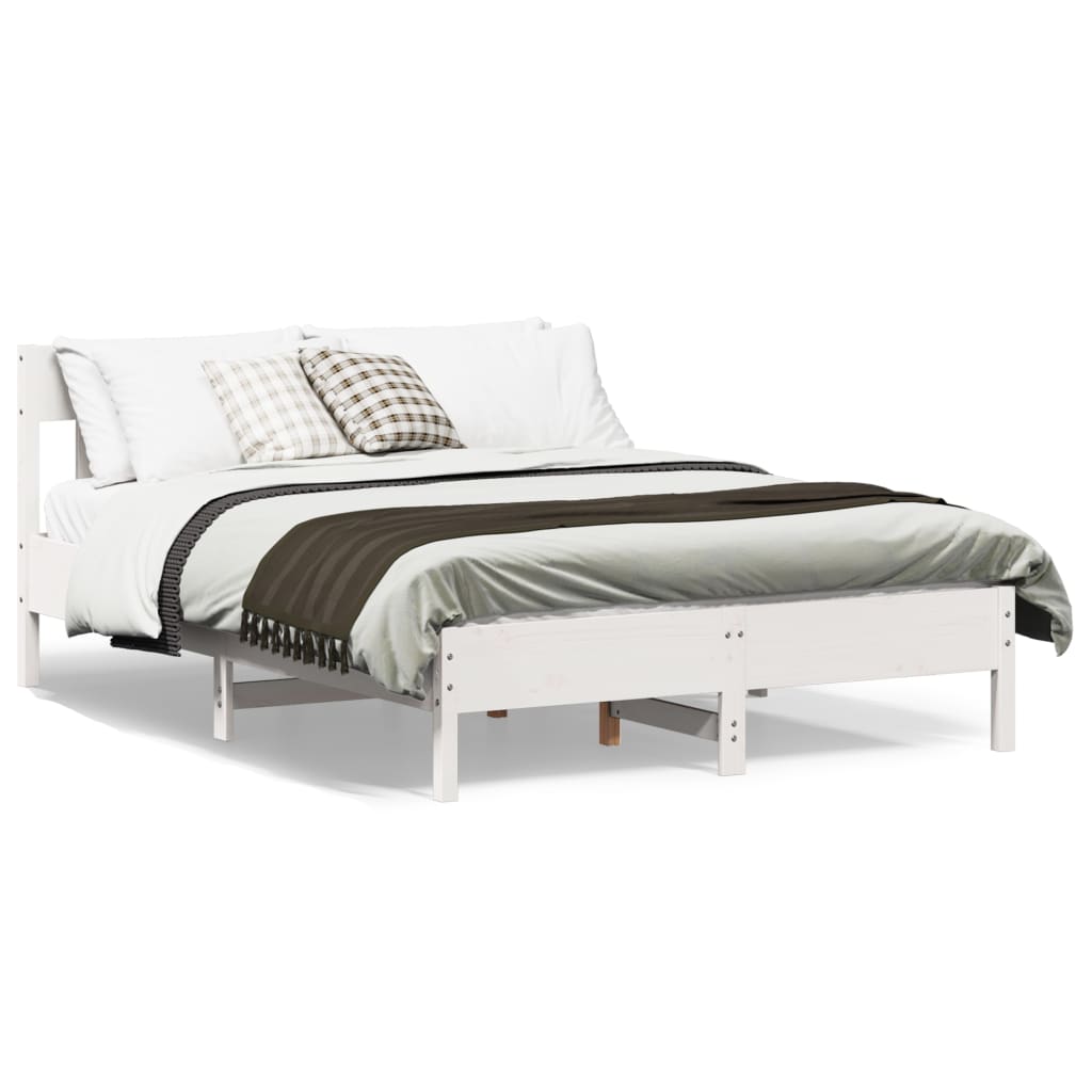 Sängram utan madrass vit 120x190 cm massiv furu