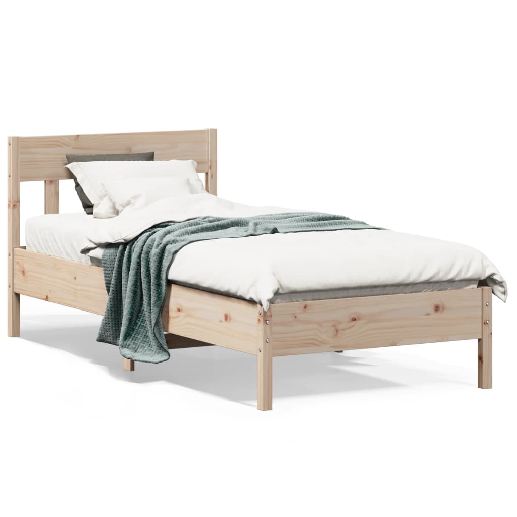 Sängram utan madrass 75x190 cm massiv furu