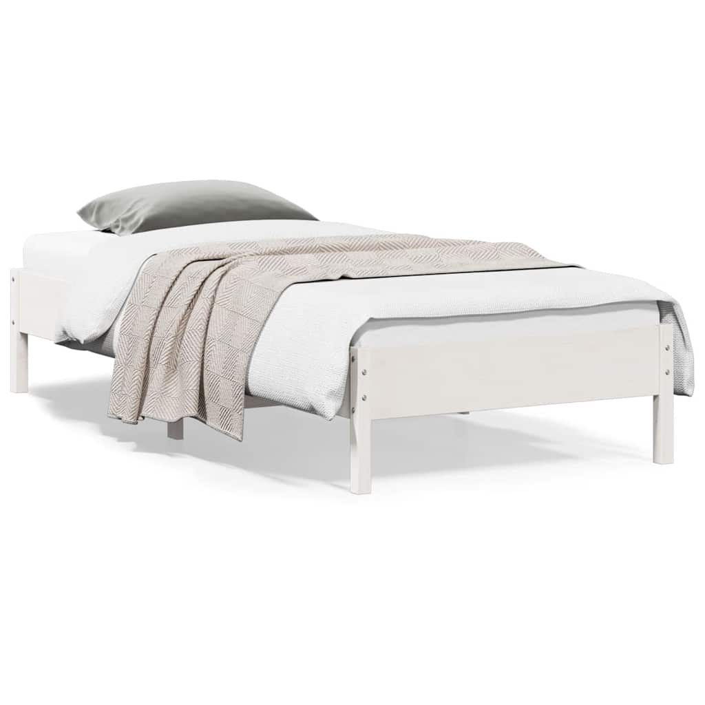 Sängram utan madrass vit 100x200 cm massiv furu