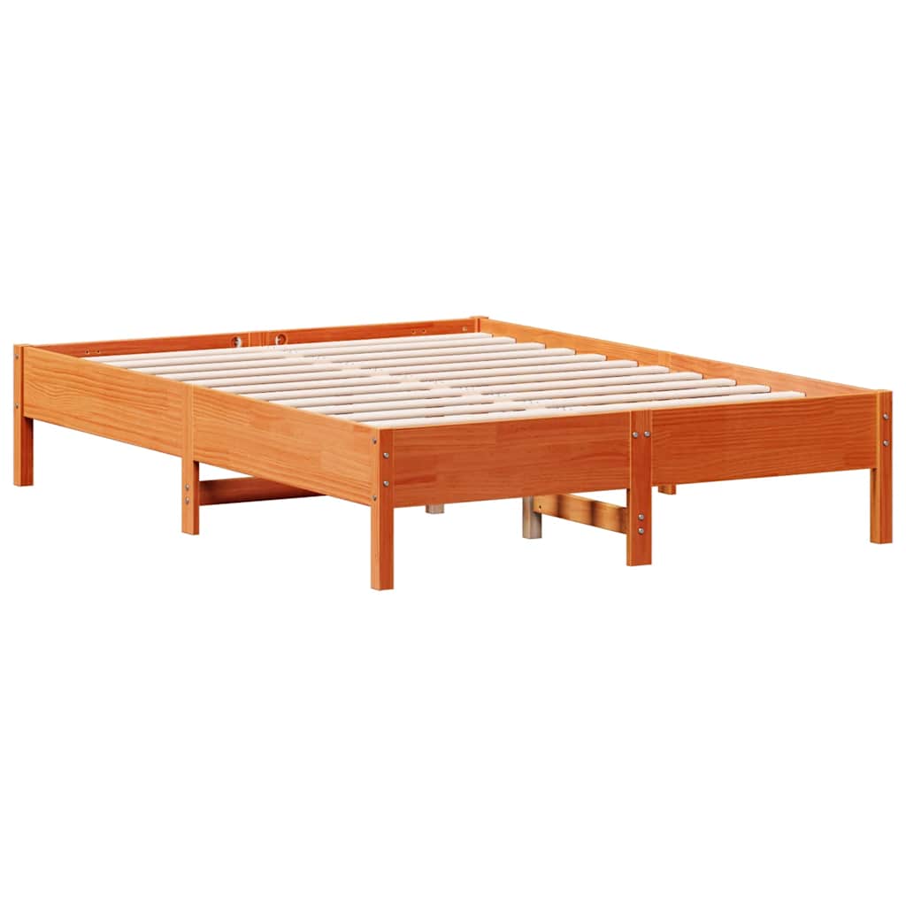 Sängram utan madrass vaxbrun 120x190 cm massiv furu