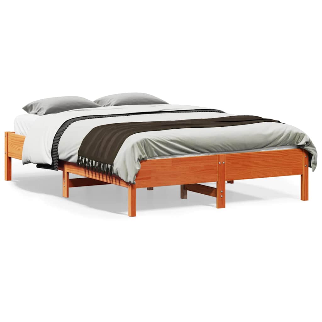 Sängram utan madrass vaxbrun 120x190 cm massiv furu